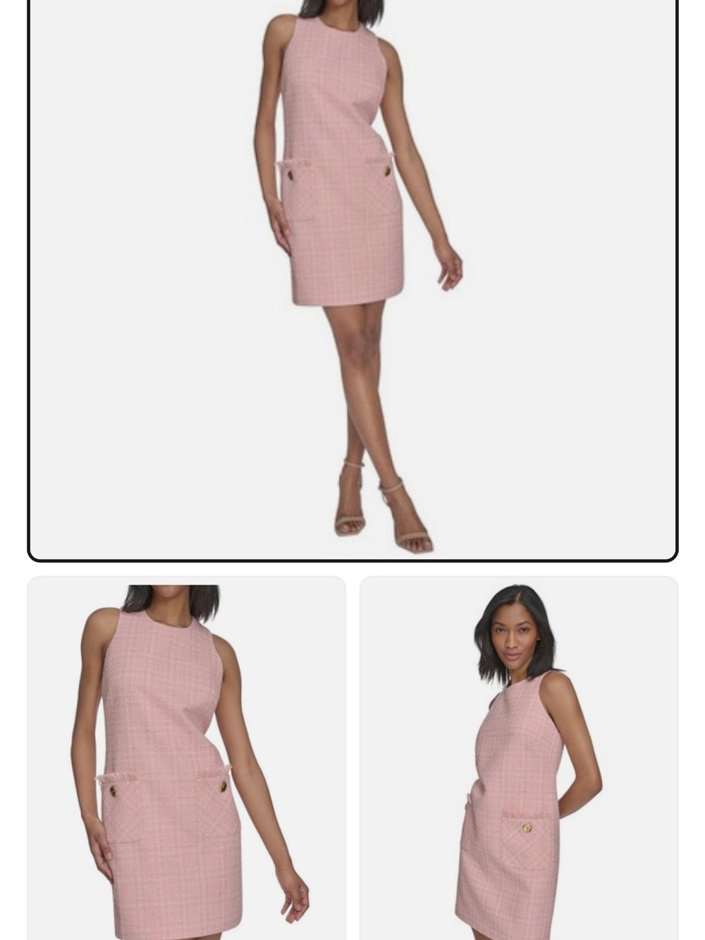 H by Halston Blush Pink Tweed Pocket Shift Dress